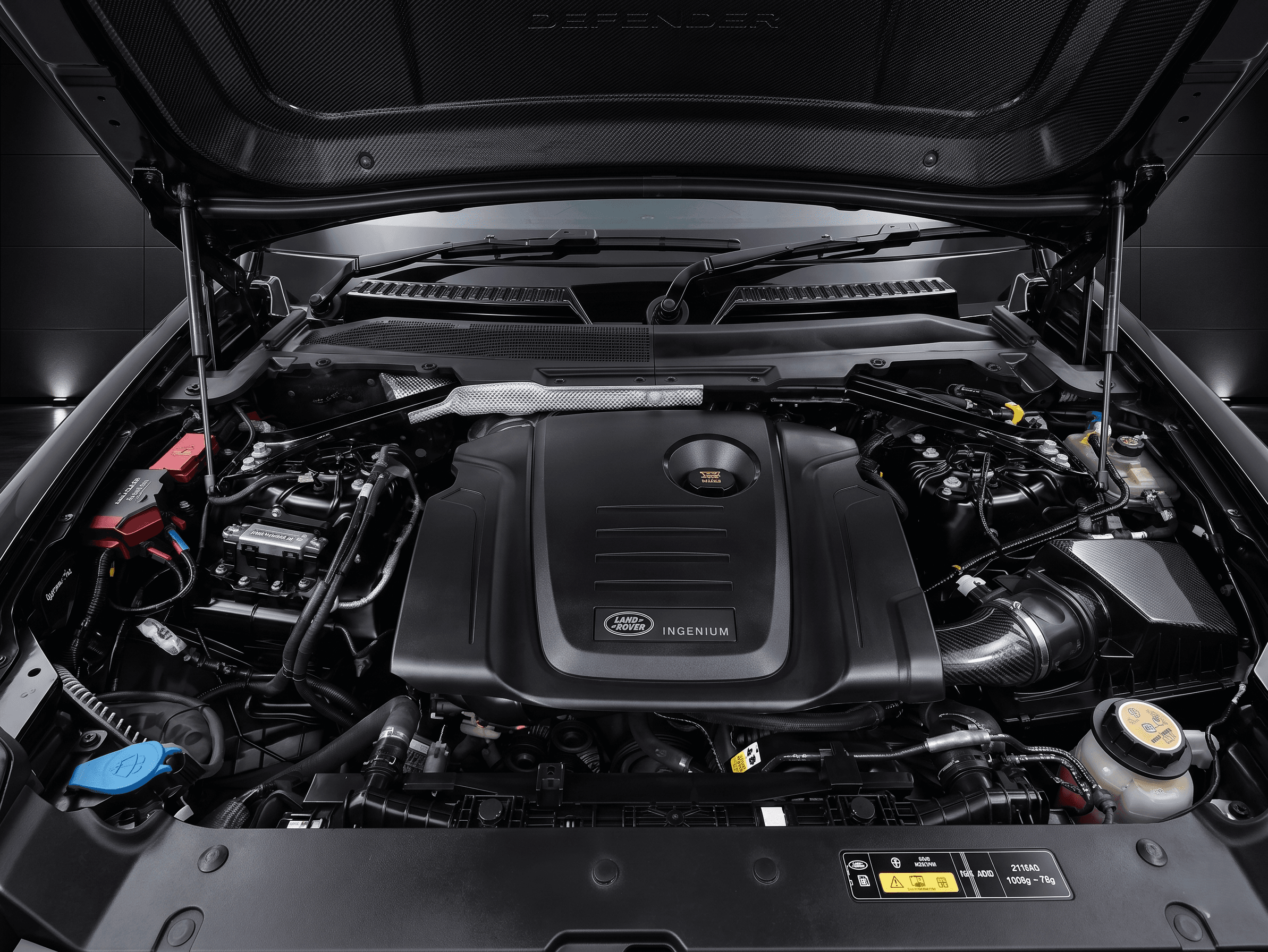 Land Rover Defender engine bay view